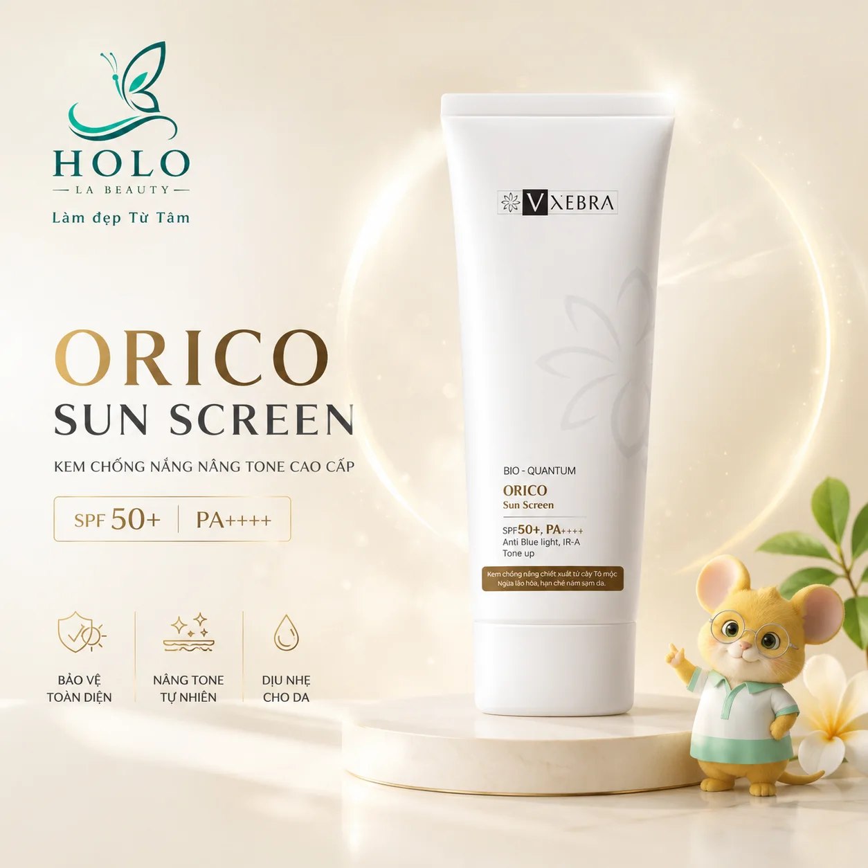 🌿 KEM CHỐNG NẮNG VXEBRA ORICO SPF50+ PA++++ – BẢO VỆ DA TOÀN DIỆN, NÂNG TONE NHẸ 🌿