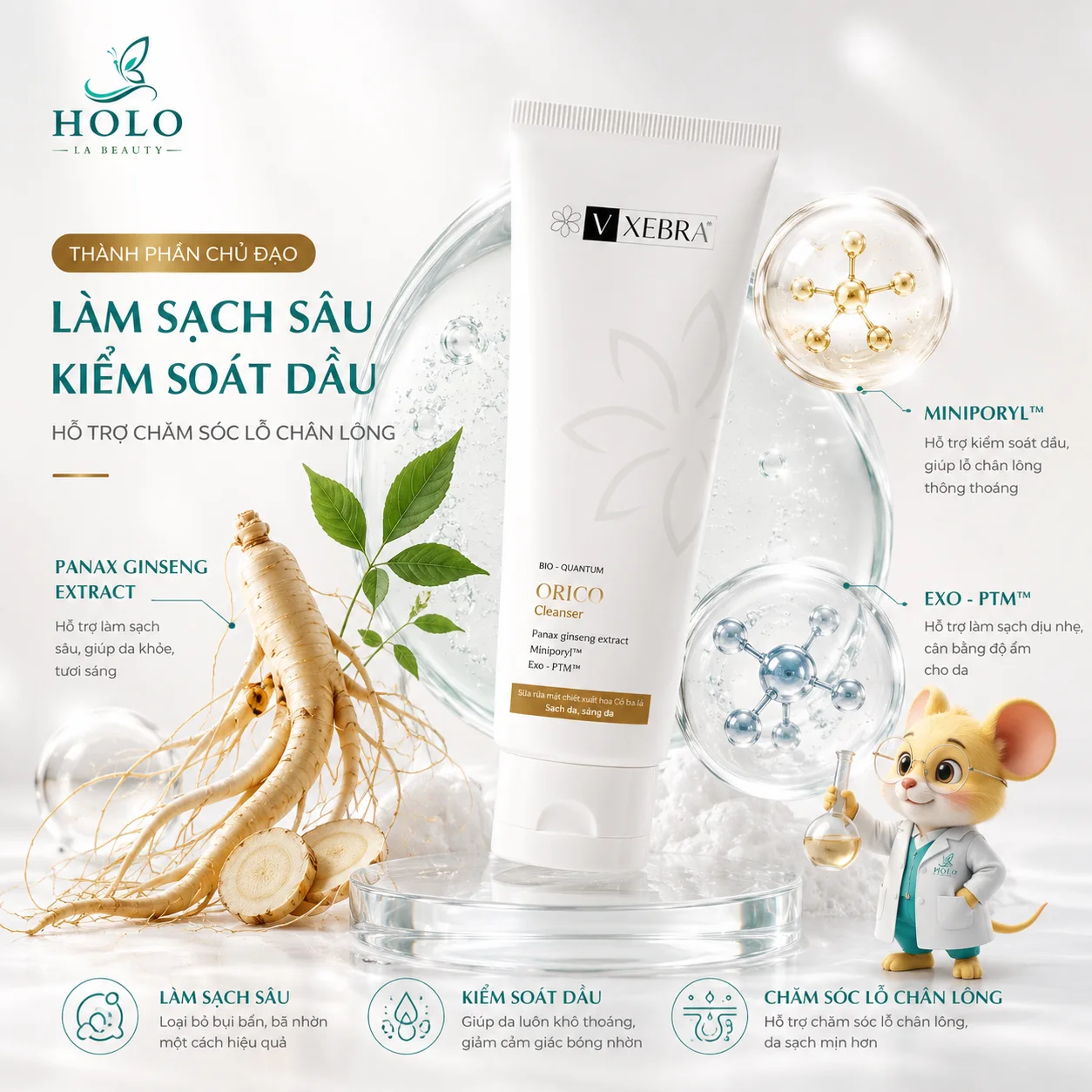 🌿 SỮA RỬA MẶT VXEBRA ORICO CLEANSER – LÀM SẠCH SÂU, DA SÁNG KHỎE 🌿