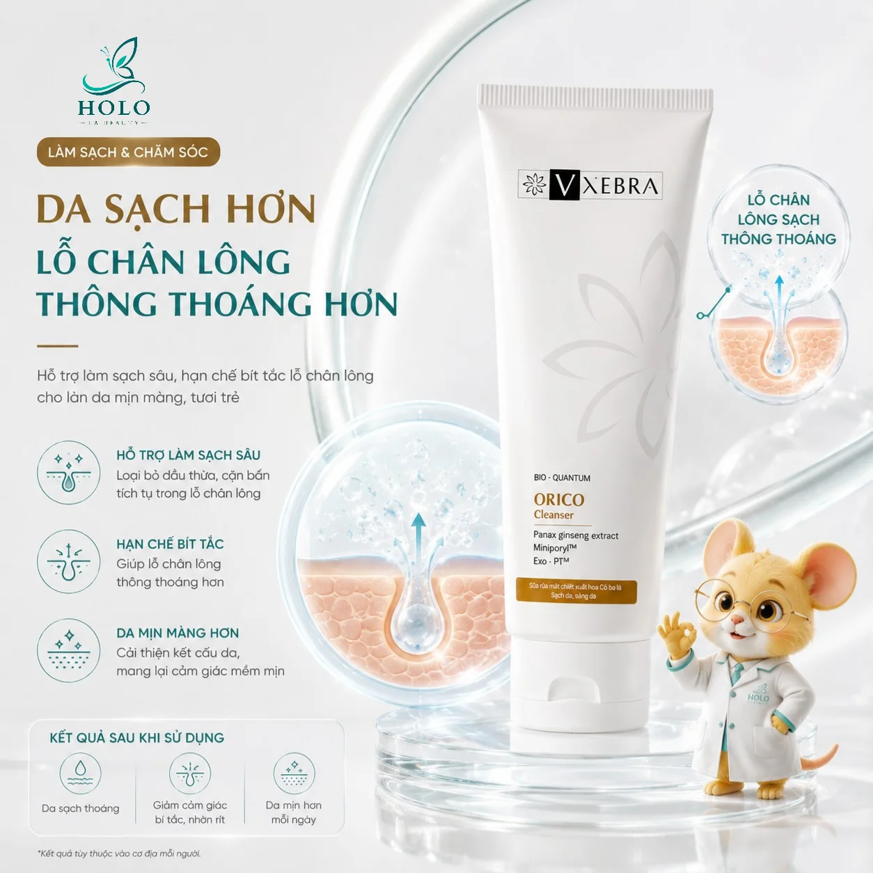 🌿 SỮA RỬA MẶT VXEBRA ORICO CLEANSER – LÀM SẠCH SÂU, DA SÁNG KHỎE 🌿