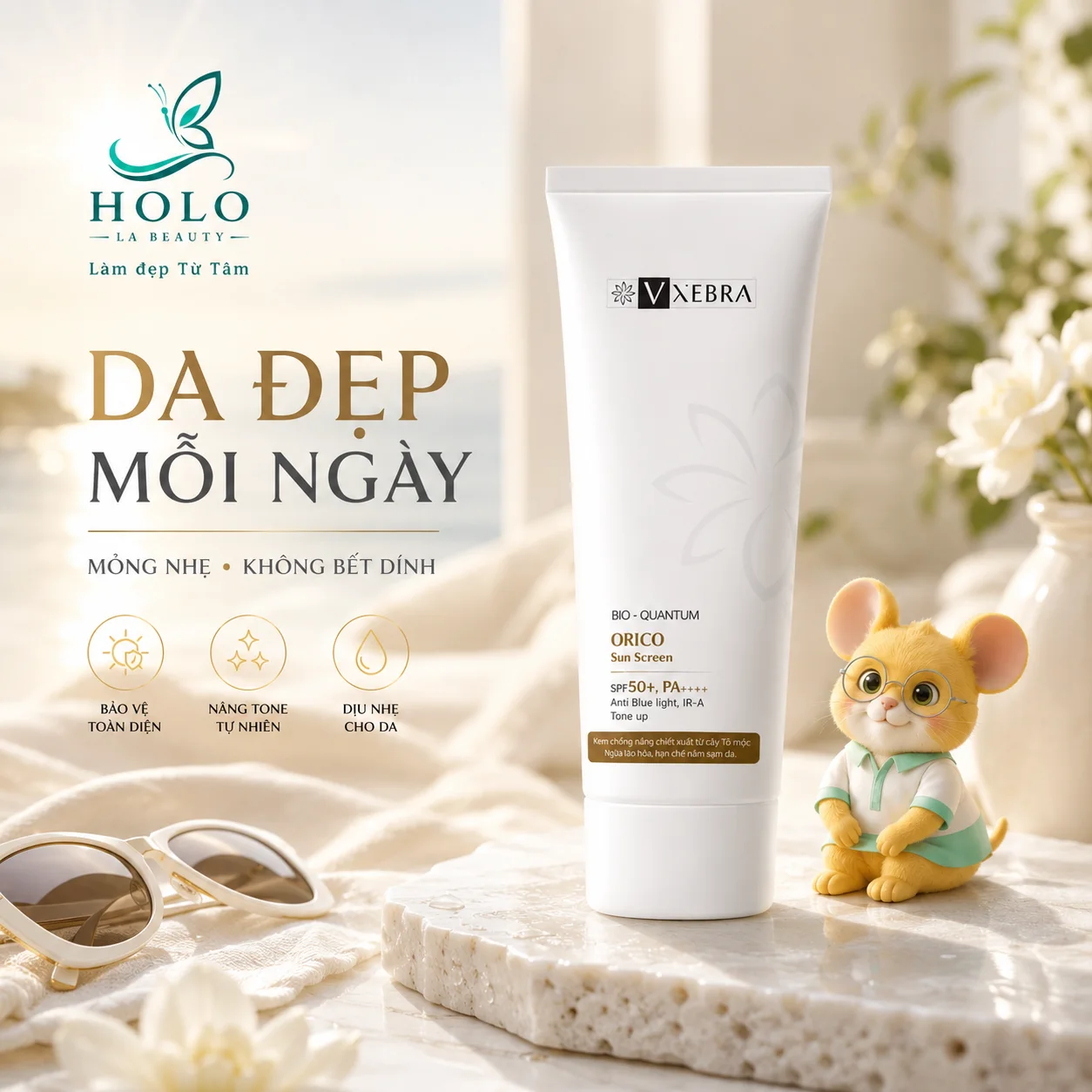 🌿 KEM CHỐNG NẮNG VXEBRA ORICO SPF50+ PA++++ – BẢO VỆ DA TOÀN DIỆN, NÂNG TONE NHẸ 🌿