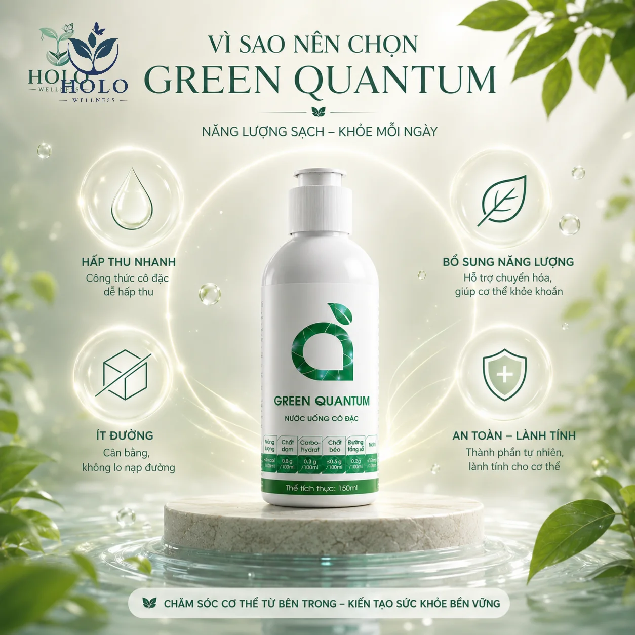 [CHÍNH HÃNG] Nước Uống Cô Đặc Green Quantum (150ml) - Giải Pháp Thanh Lọc & Tăng Cường Đề Kháng Từ Diệp Lục & Tảo Quý