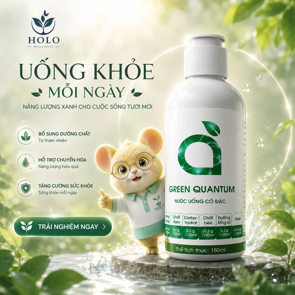 [CHÍNH HÃNG] Nước Uống Cô Đặc Green Quantum (150ml) - Giải Pháp Thanh Lọc & Tăng Cường Đề Kháng Từ Diệp Lục & Tảo Quý