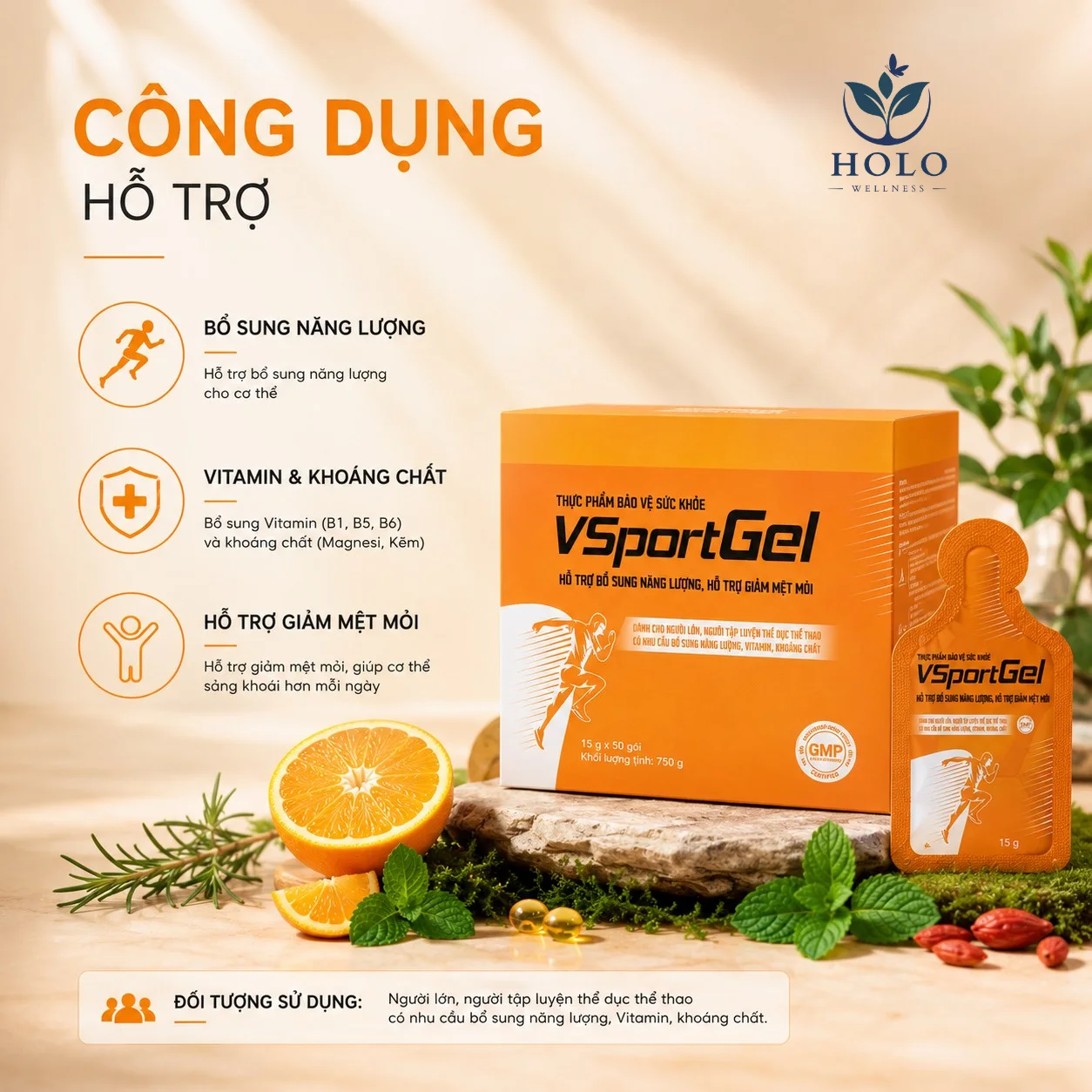 GEL NĂNG LƯỢNG VSPORTGEL – BỨT PHÁ GIỚI HẠN, ĐÁNH TAN MỆT MỎI (Hộp 50 gói)
